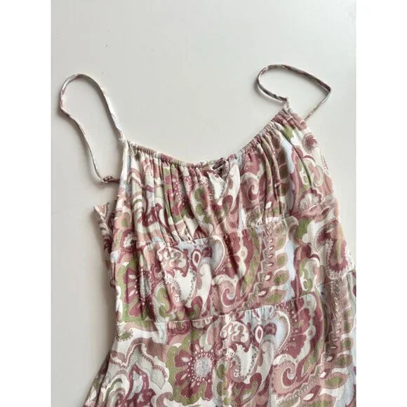 Aritzia WILFRED Bellow Paisley Floral Crepe Gathered Mini Slip Dress, Size 2 - Picture 7 of 16